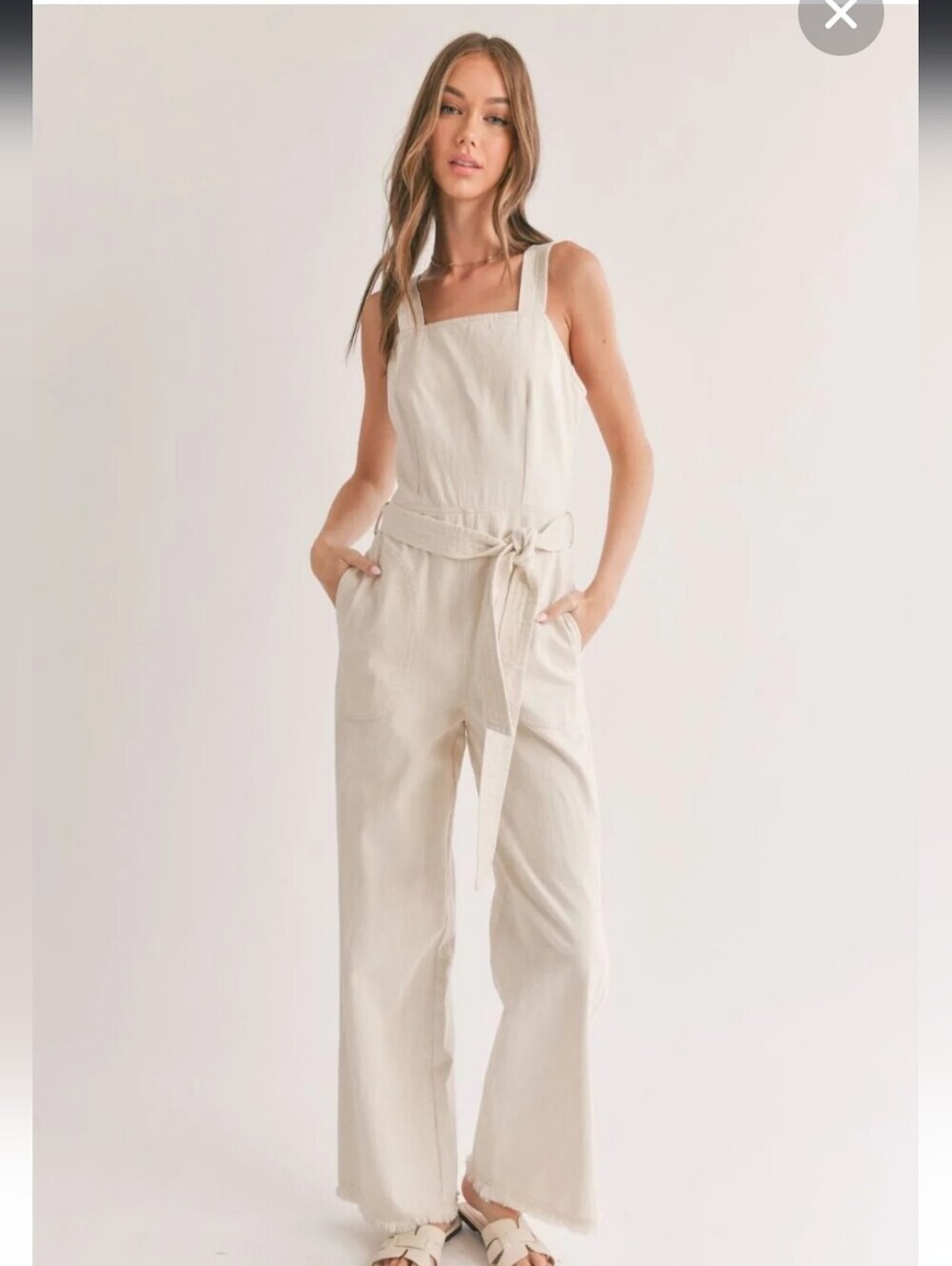 ✨🤍 NWT Sage The Label Cream Utility Midi Dress | Minimalist Chic Apron Style Sm